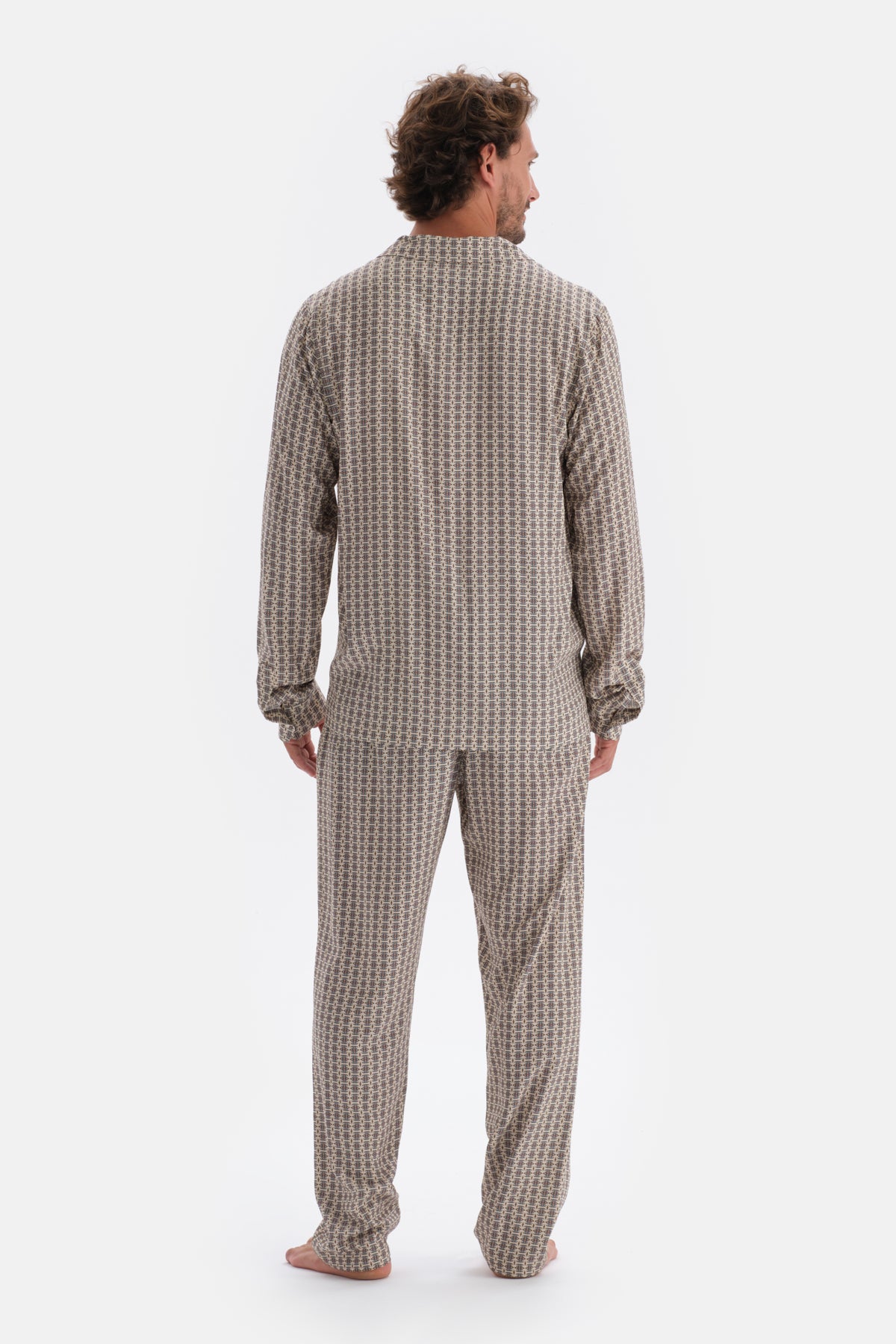 Multicolor Mıkroprınt Baskılı Gömlek Pijama Üstü