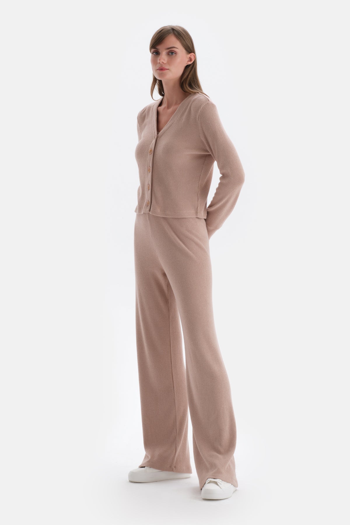 Light Brown BUTTON DETAILED CARDIGAN