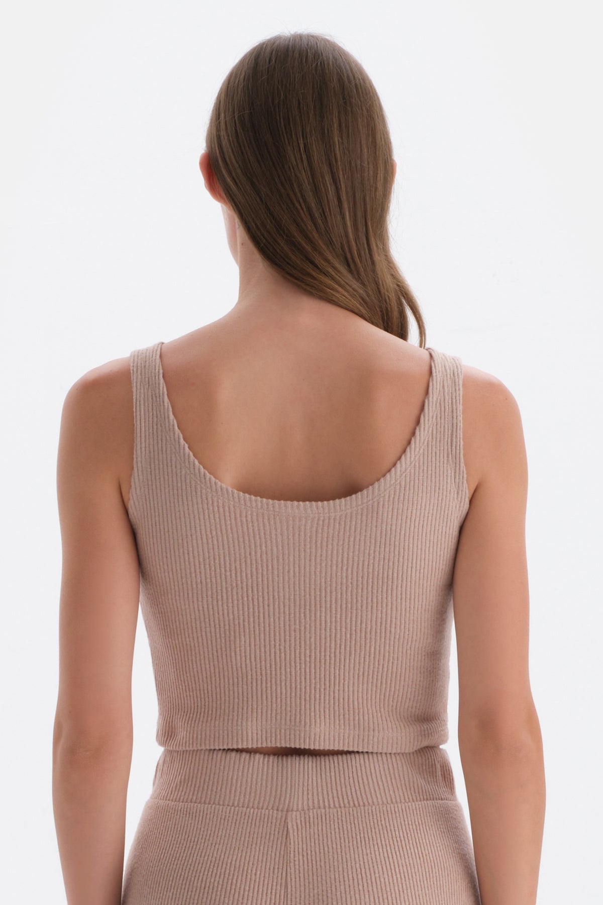Açık Kahve Kalın Askılı Crop Atlet