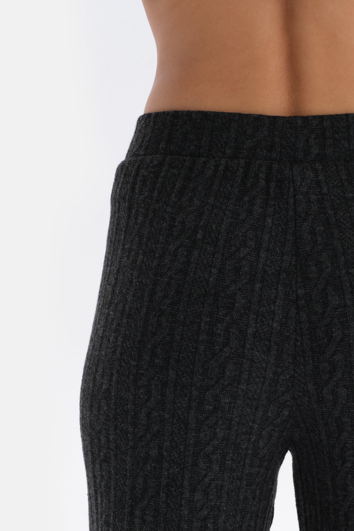 Antrasıt Bol Paça Örgülü Pantolon