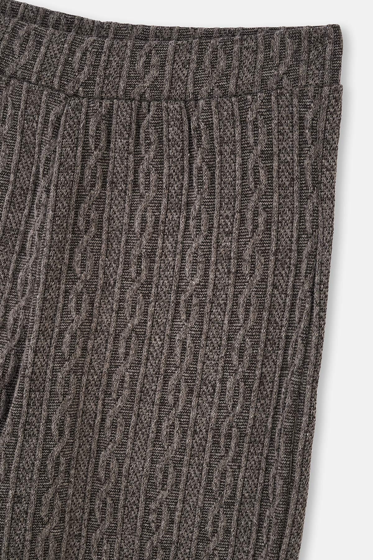 Antrasıt Bol Paça Örgülü Pantolon