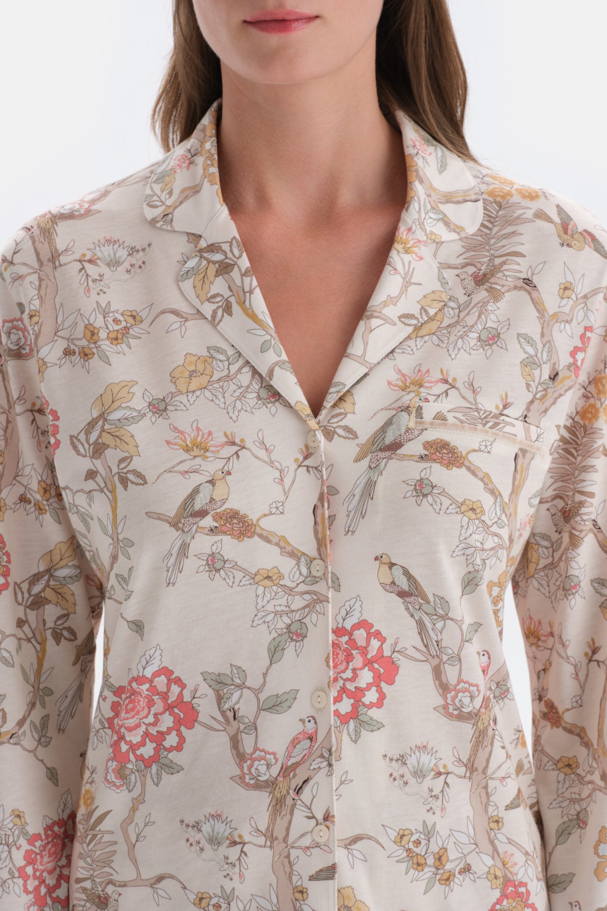 Ecru SIZE PRINTED SHIRT PANTS PAJAMAS SUIT