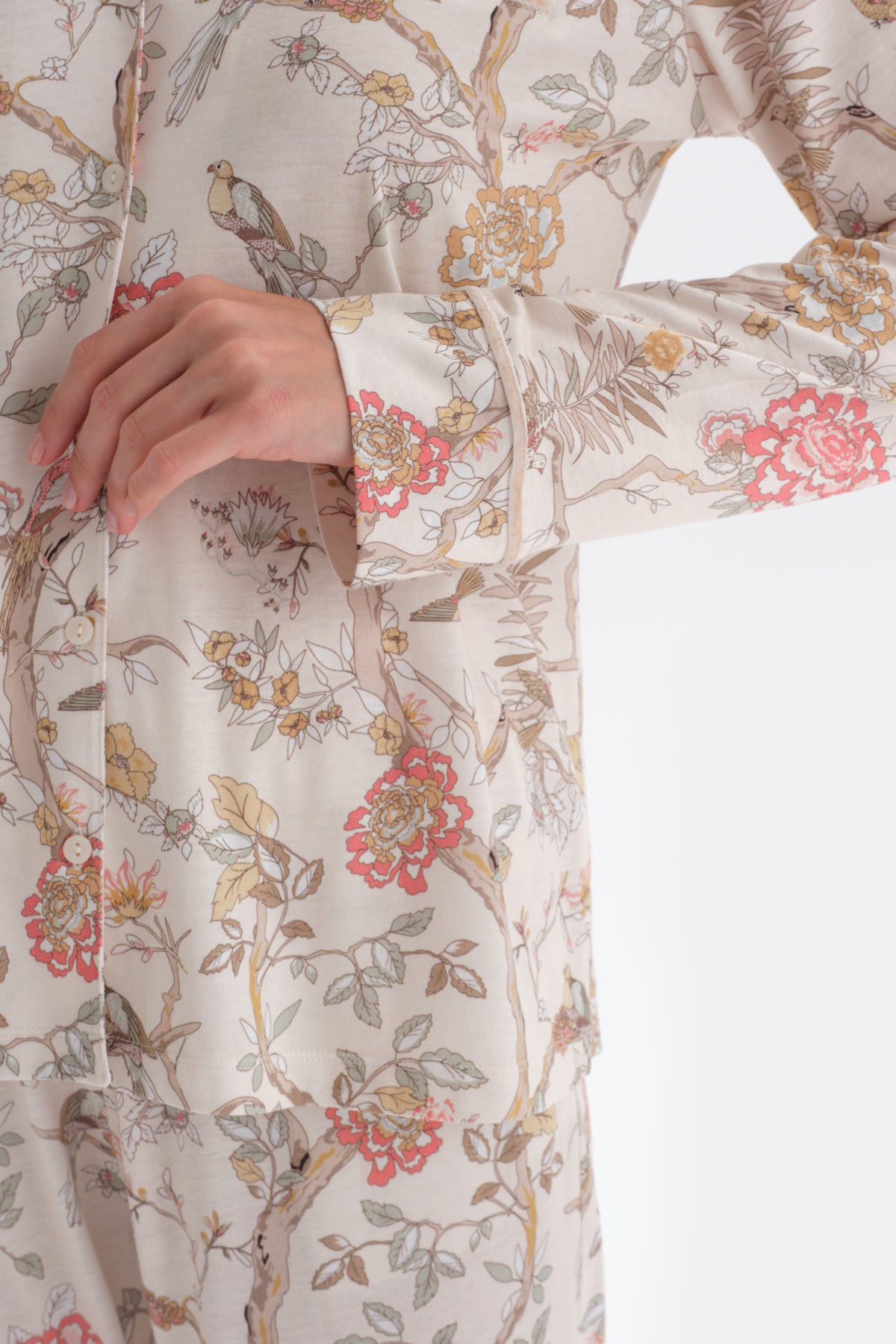 Ecru SIZE PRINTED SHIRT PANTS PAJAMAS SUIT