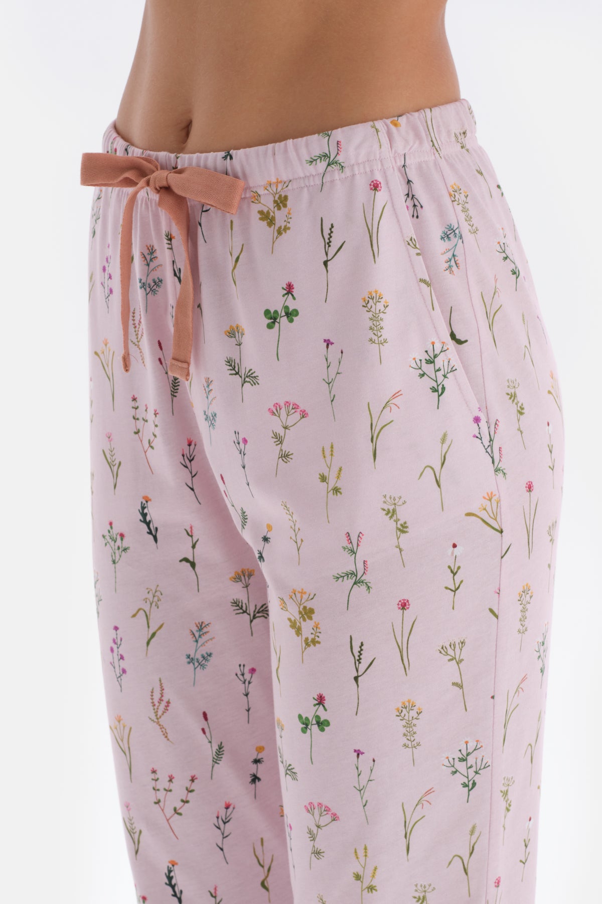 Light Pink TINY FLOWER PRINTED SHIRT PANTS PAJAMAS SUIT