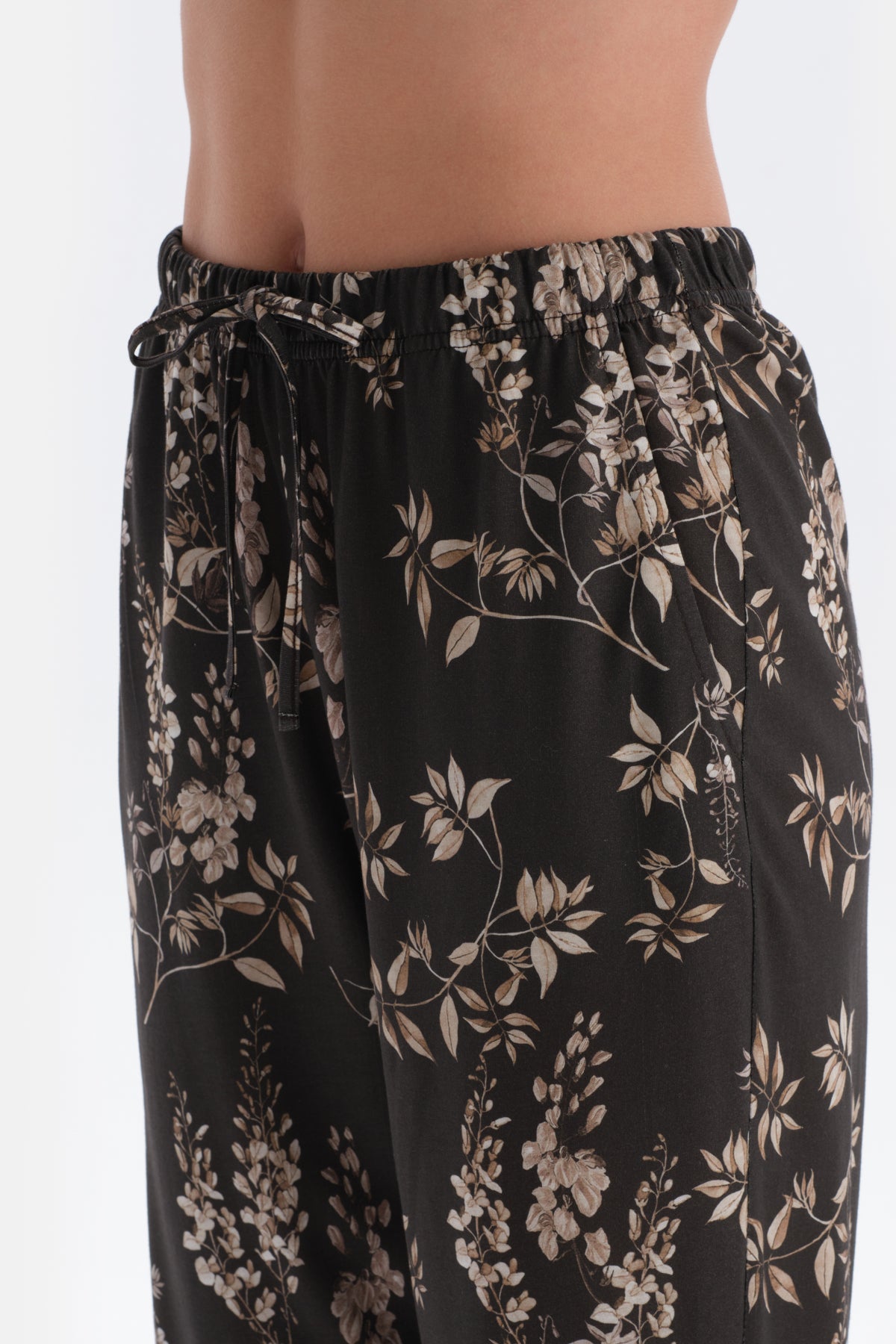 Koyu Kahve Metraj Baskılı Gömlek Pantolon Pijama Takımı