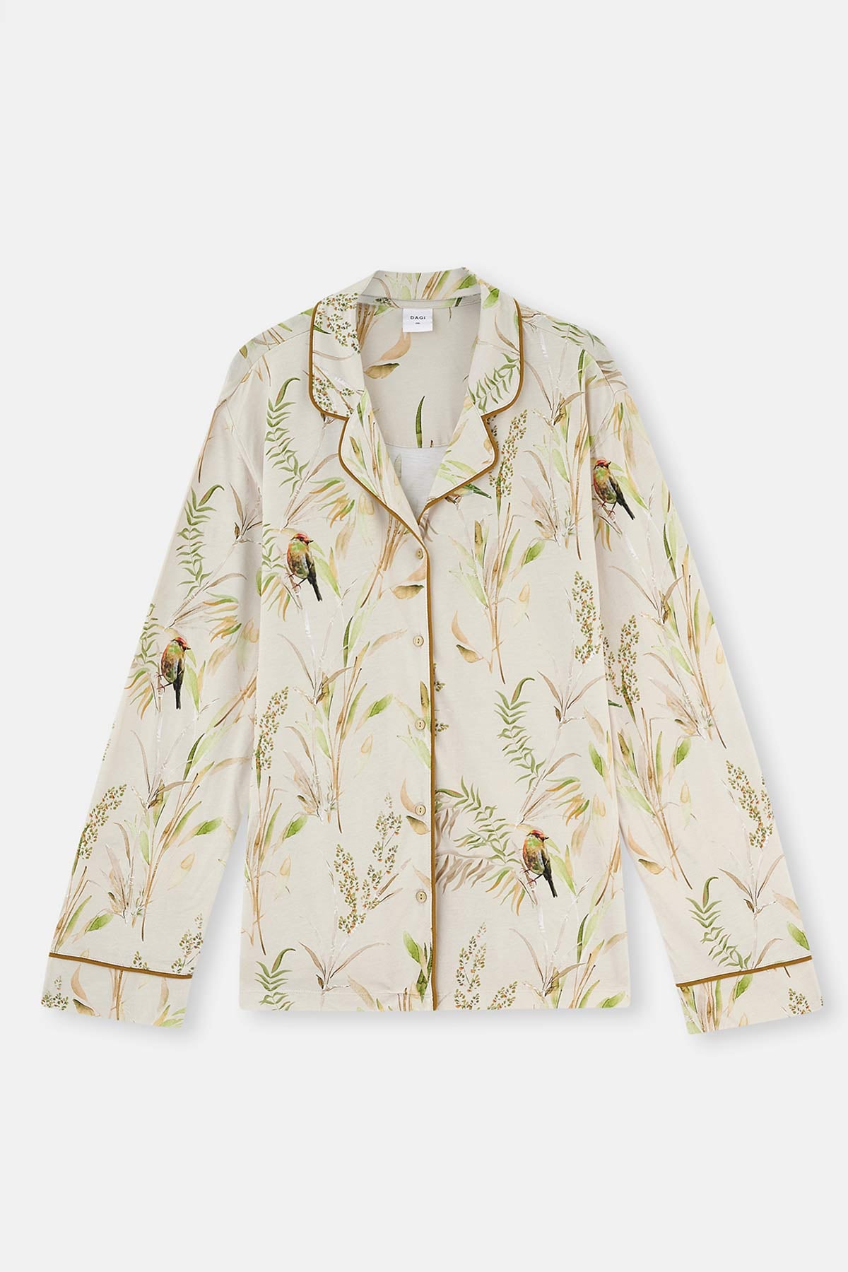 Ekru Metraj Baskılı Paça Bant Detaylı Plus Size Pijama Takımı