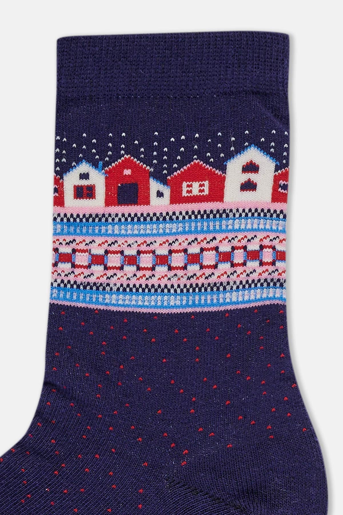 Multicolor Kadın 2'Li Ağaç Desenli Yılbaşı Çorabı
