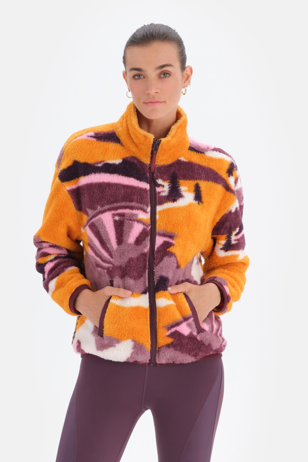 Multicolor Dagi Active Kadın Dağ Baskılı Polar Sweatshirt