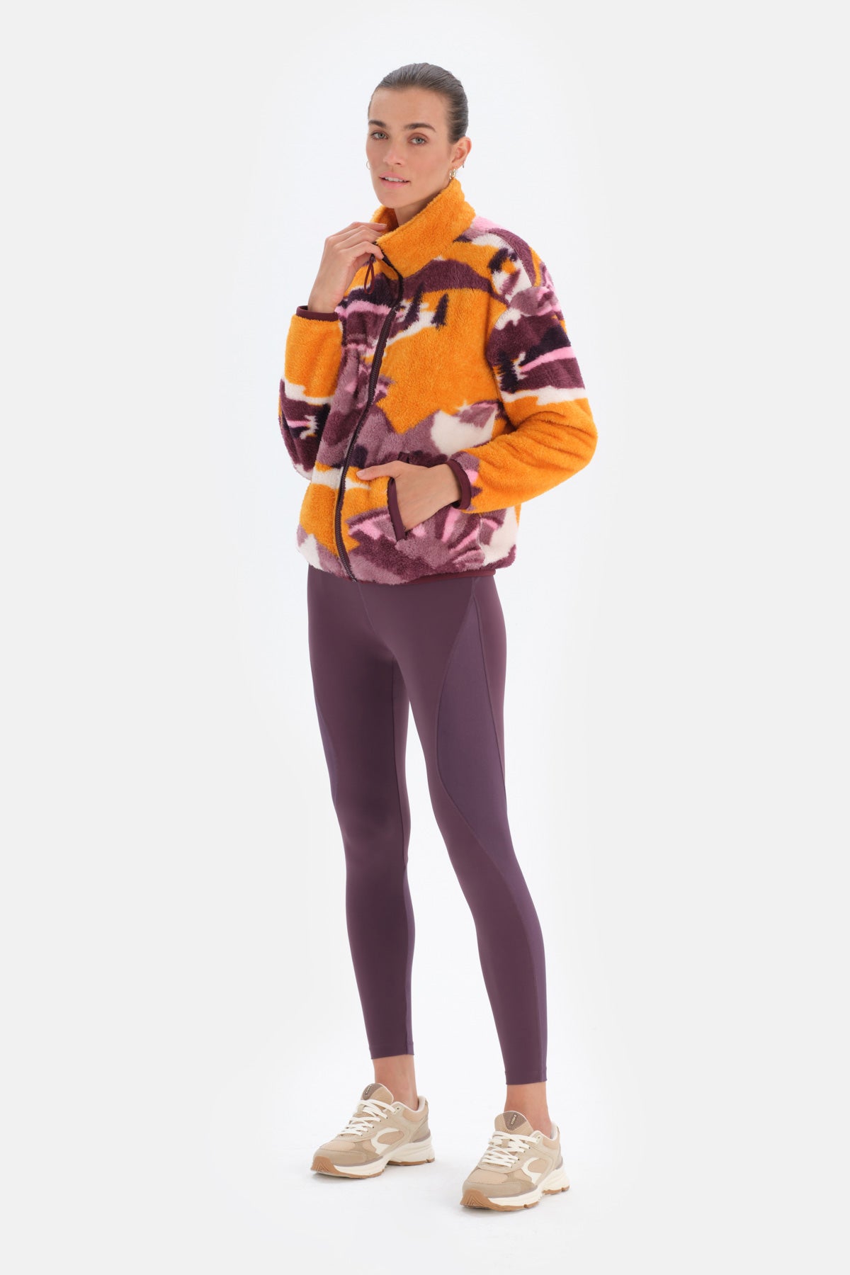 Multicolor Dagi Active Kadın Dağ Baskılı Polar Sweatshirt