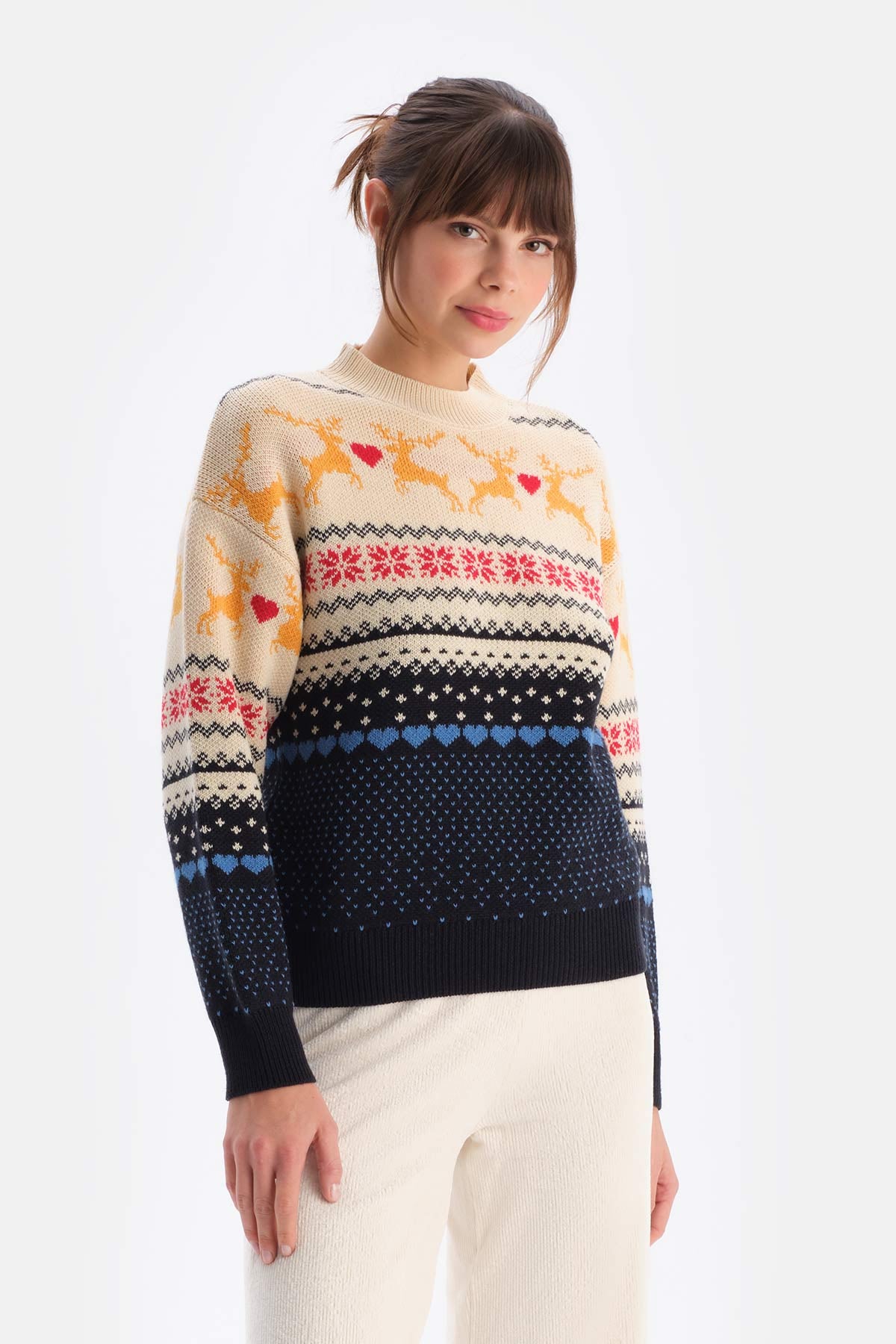 Navy CHRISTMAS PRINT KNITWEAR SWEATER
