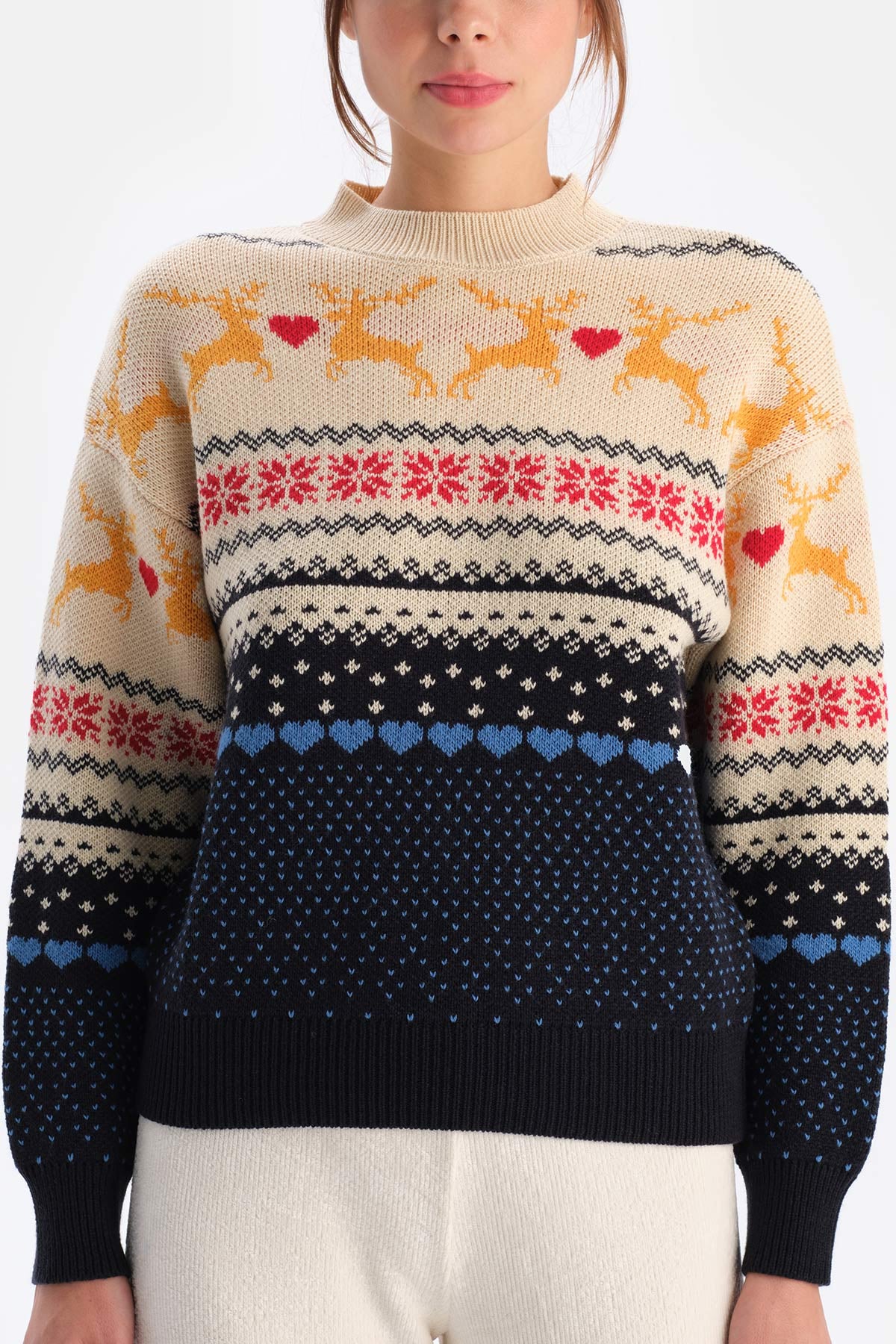 Navy CHRISTMAS PRINT KNITWEAR SWEATER
