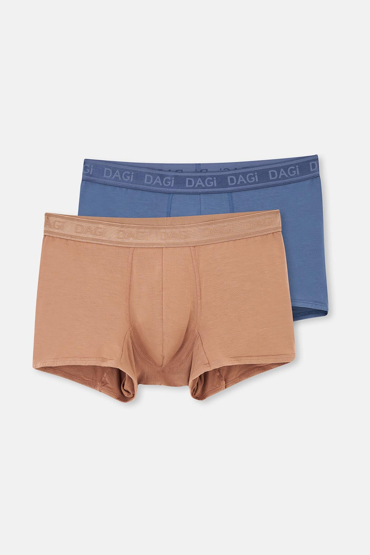 Light Brown-Navy Blue 4210 2-PACK PLAIN MICRO MODAL BOXER