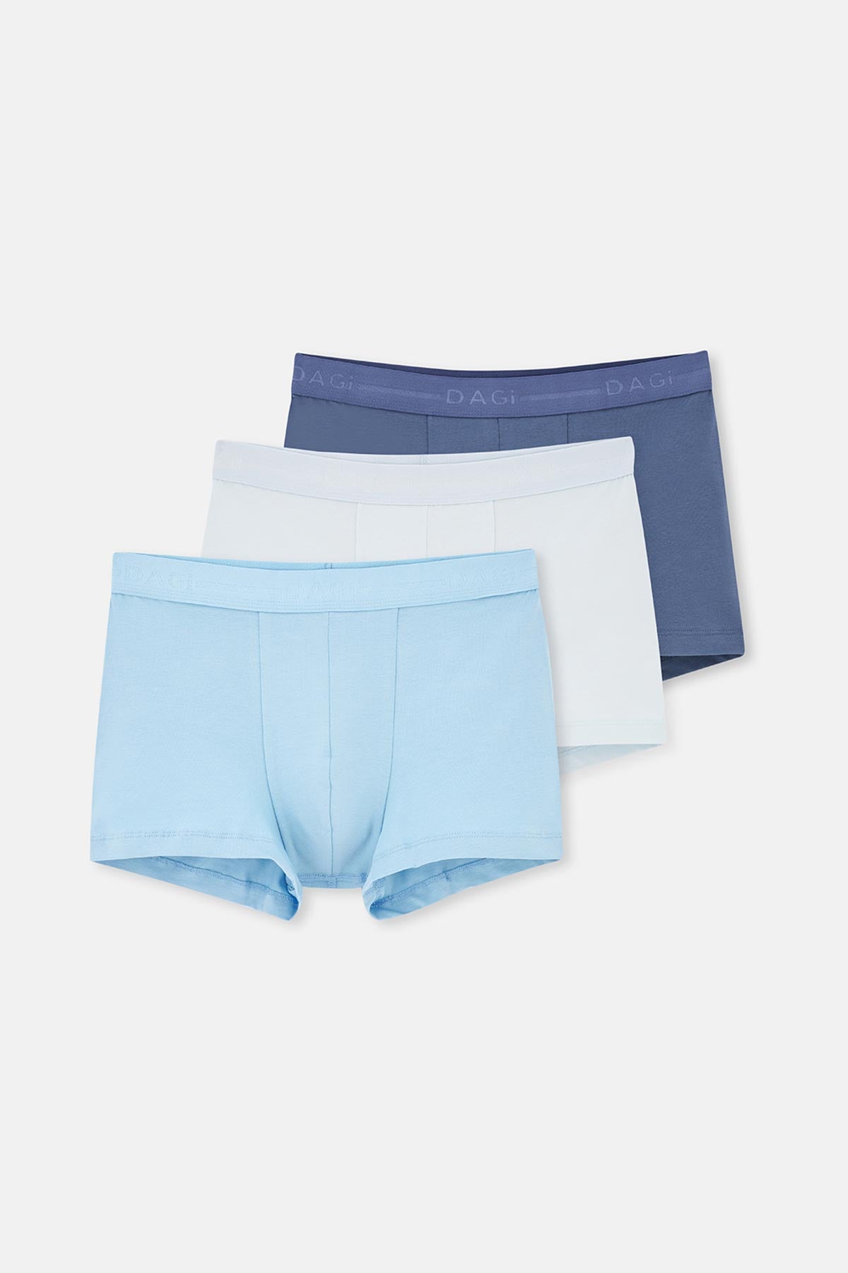 Light Blue-Blue 5210 3-PACK PLAIN COTTON BOXER