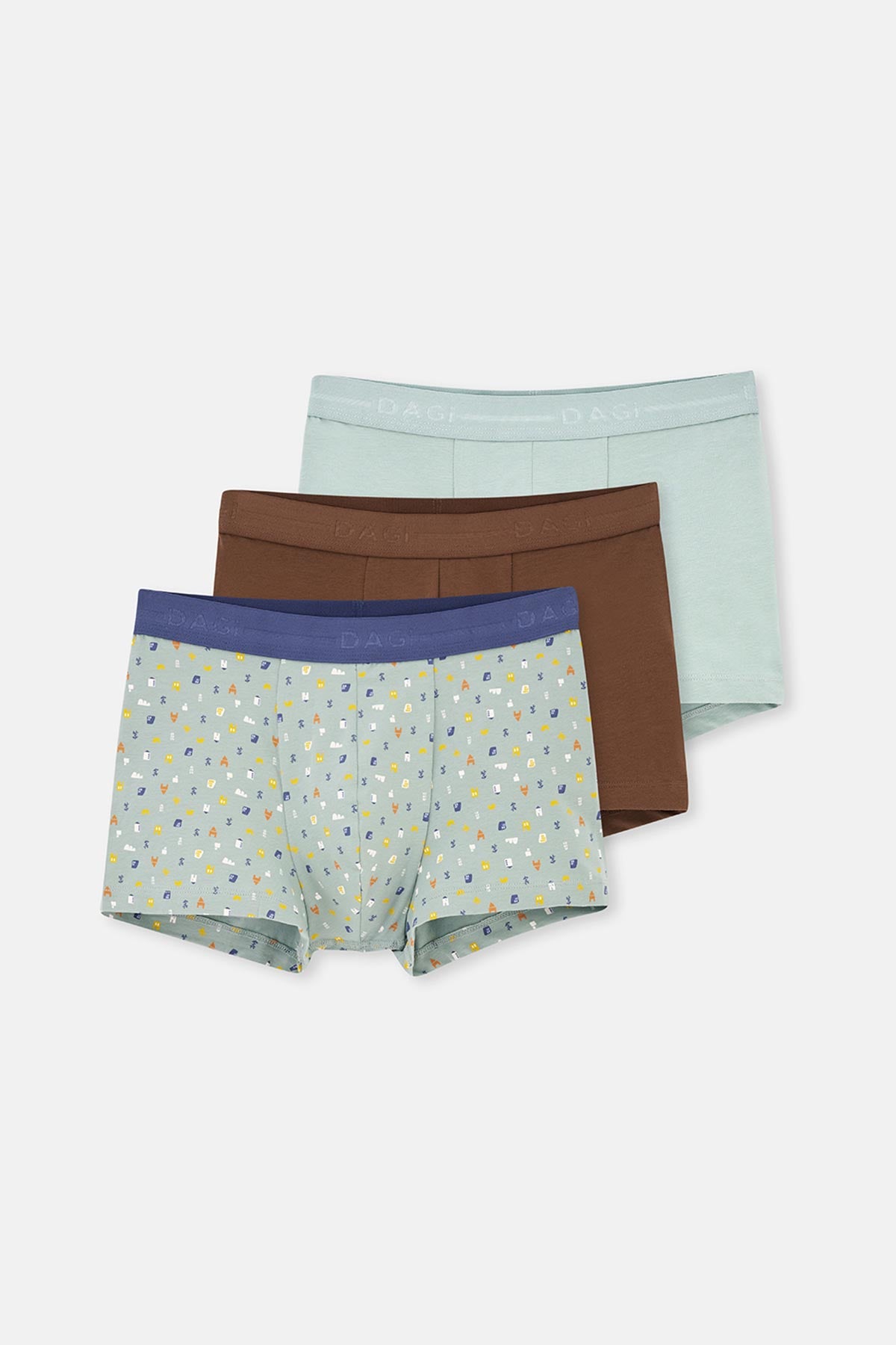 Amber-Gray Blue 5210 3-PACK PATTERNED COTTON BOXER