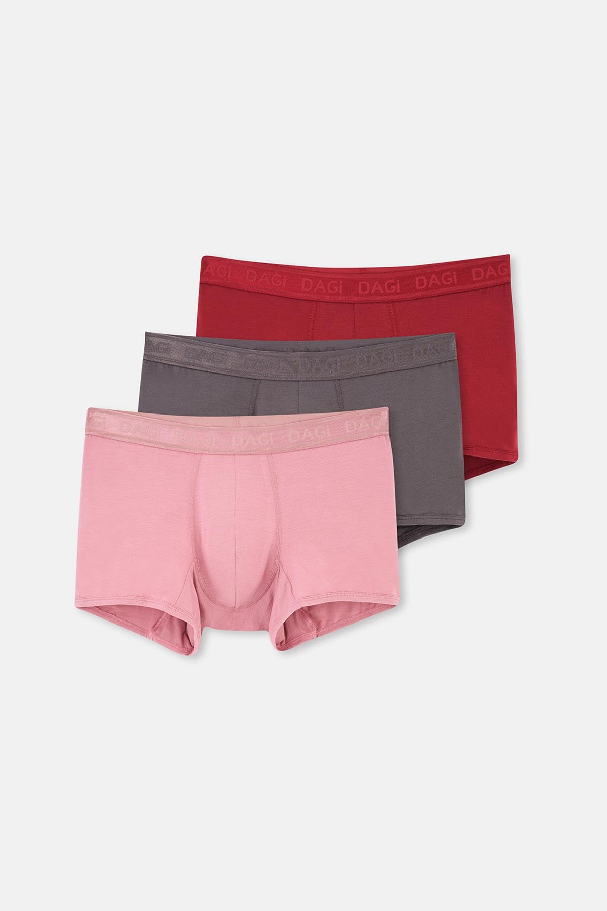 Gray-Rose Dust-Maroon 4210 3-PACK PLAIN MICRO MODAL BOXER