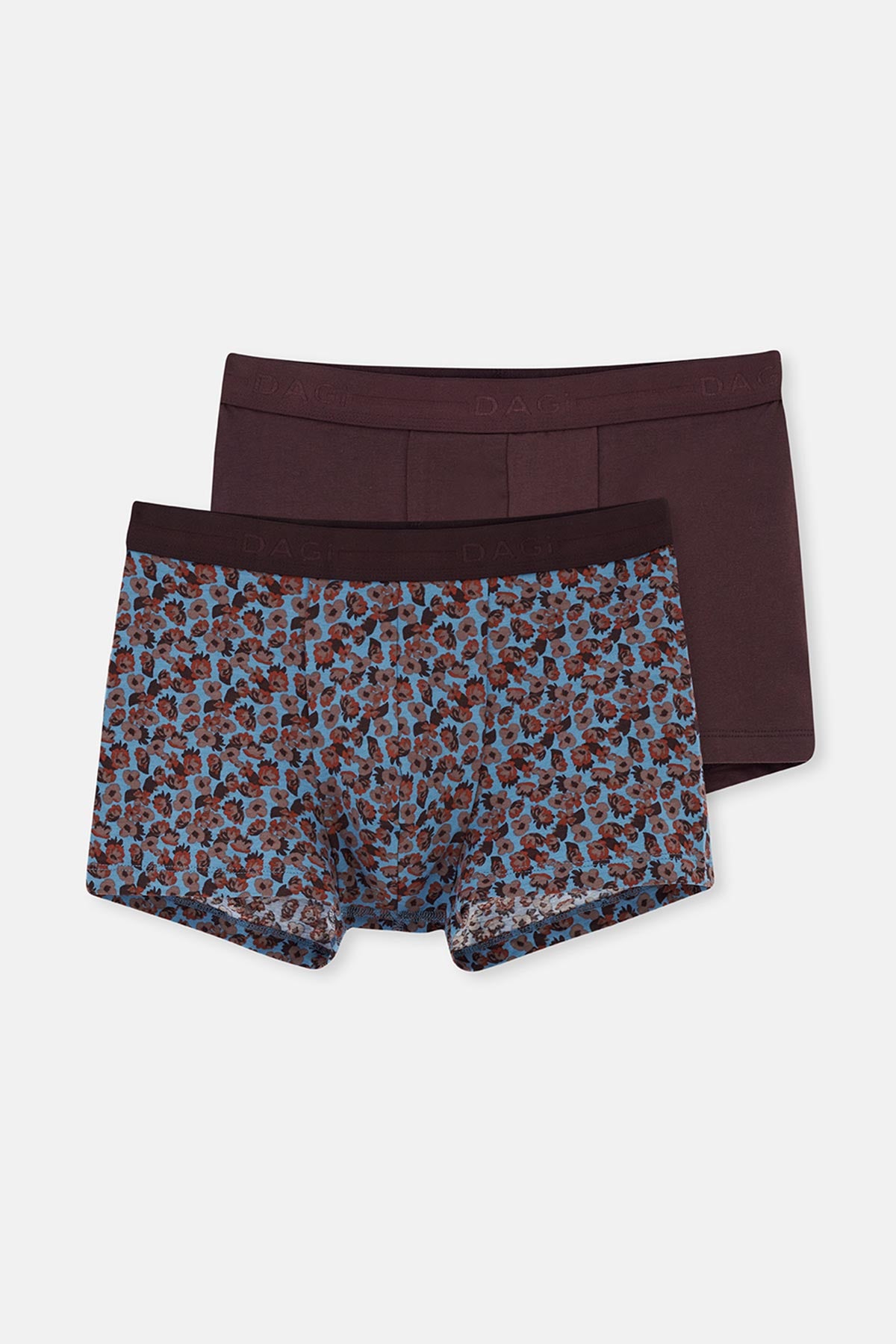 Dark Brown-Blue 5210 2-PACK PATTERNED COTTON BOXERS