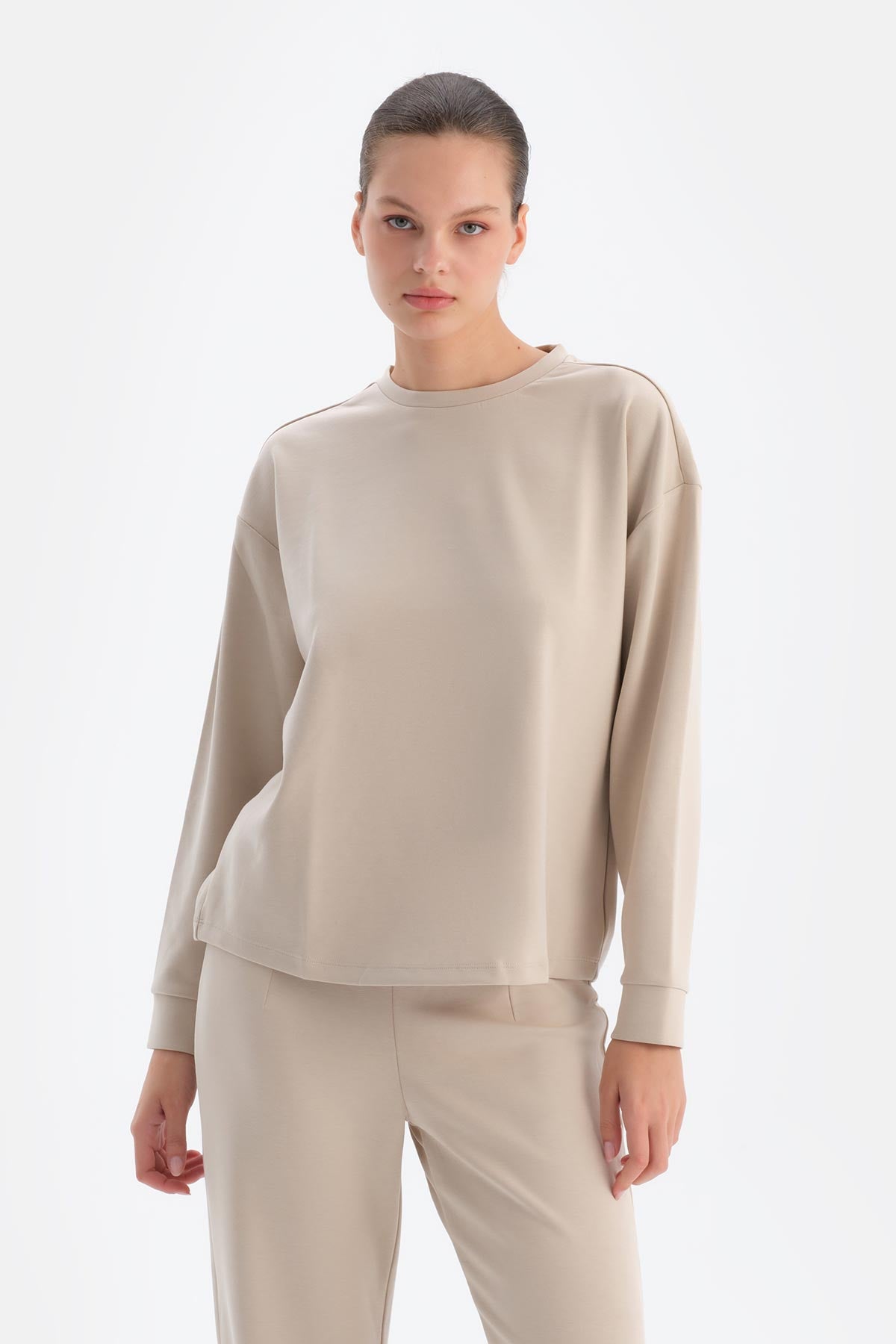 Cream BASIC MODAL SWEATSHIRT