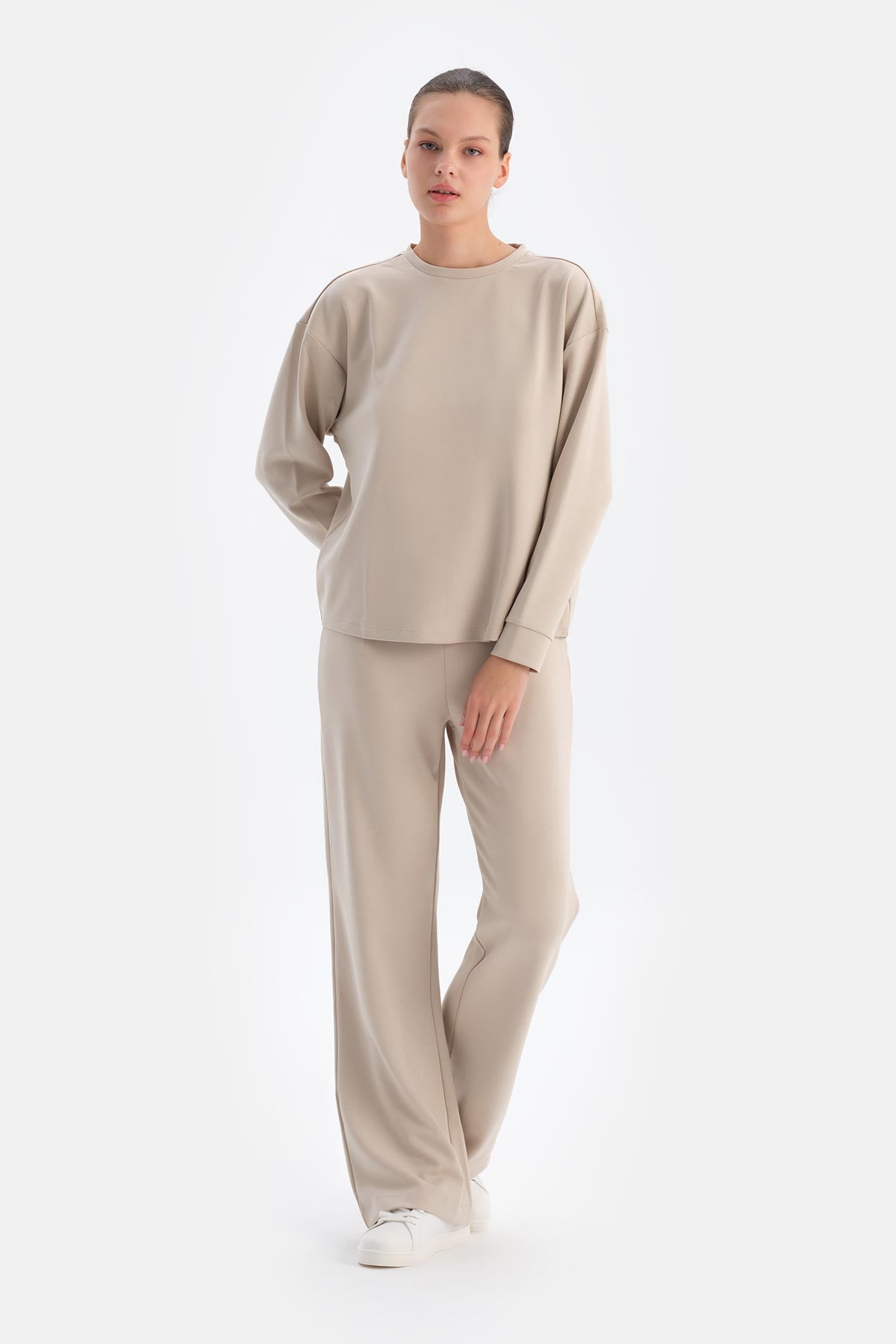 Cream BASIC MODAL SWEATSHIRT