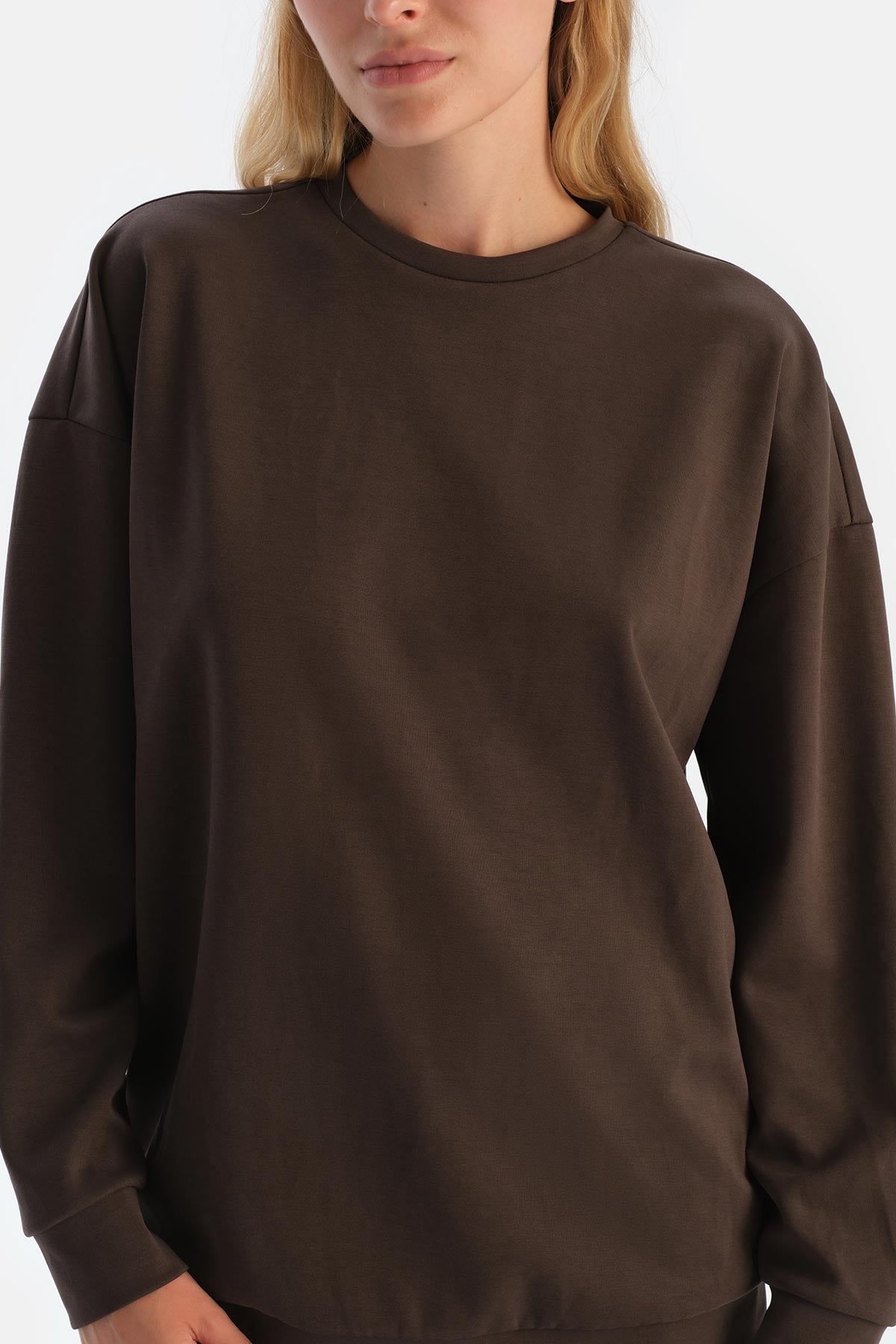 Dark Brown BASIC MODAL SWEATSHIRT