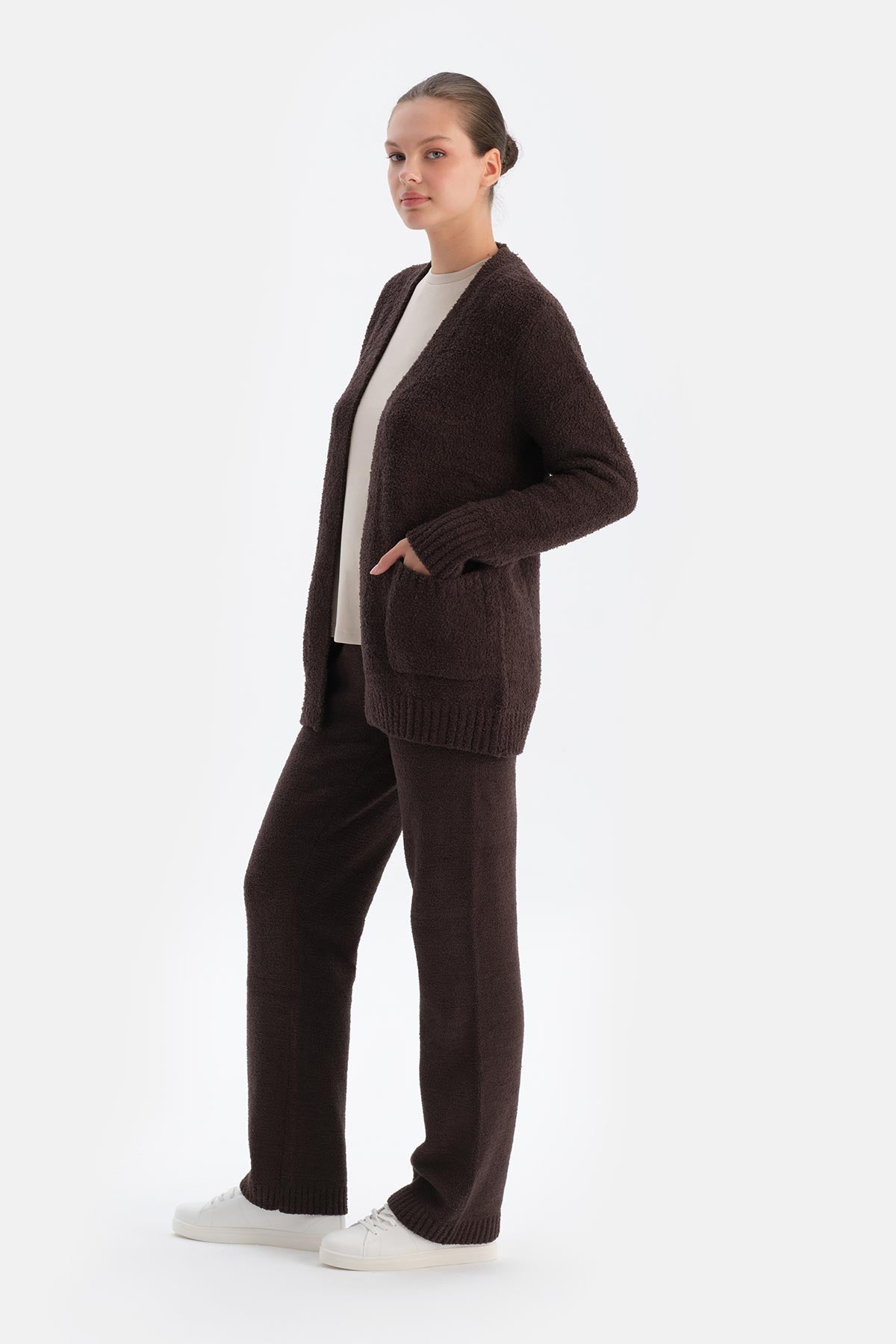 Dark Brown CHENILLE LONG CARDIGAN