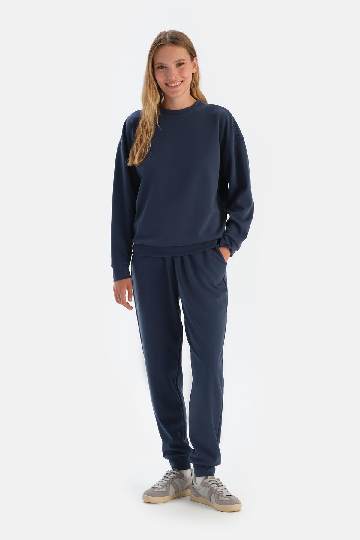 Lacivert Basıc Modal Sweatshırt
