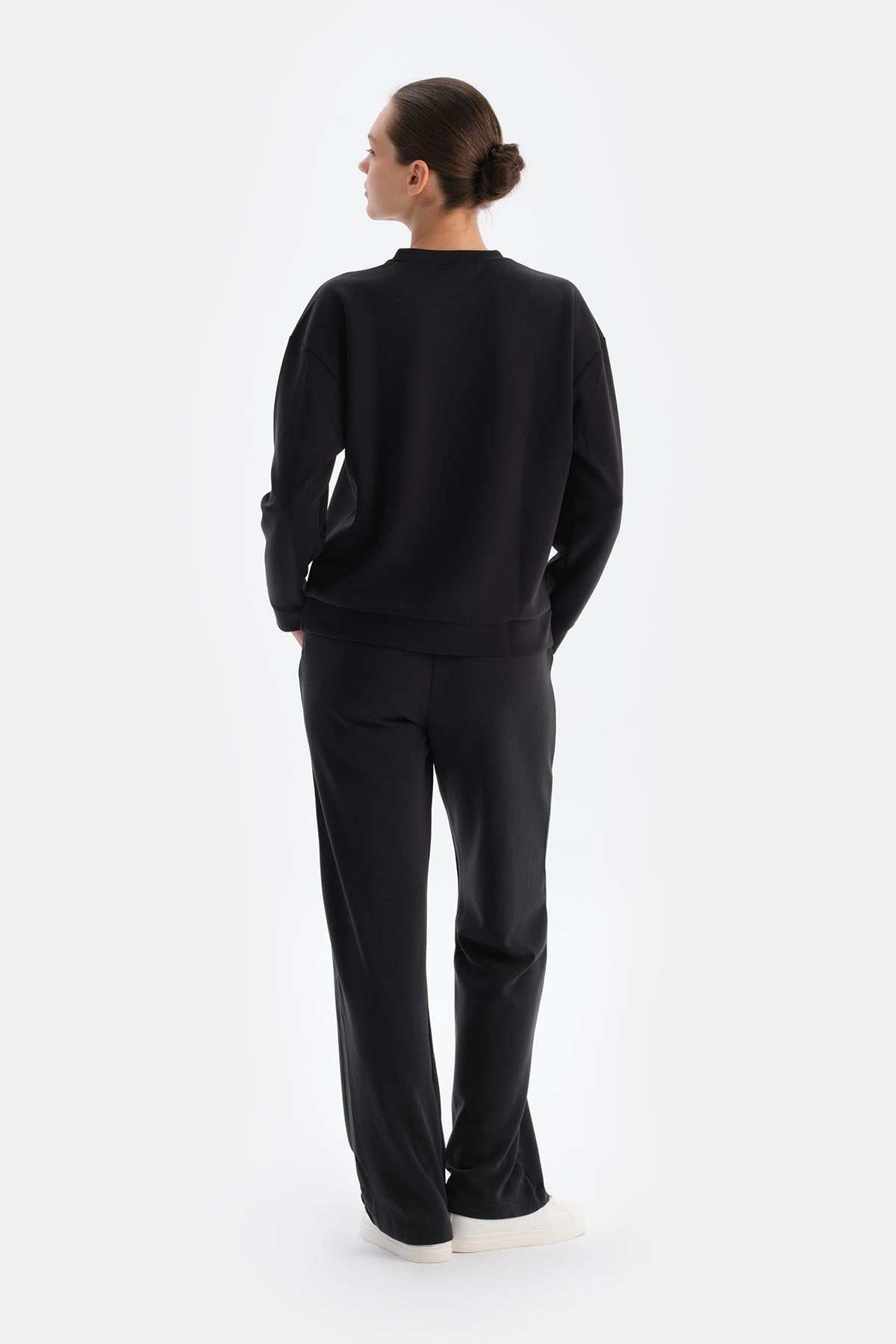 Siyah Basıc Modal Sweatshırt