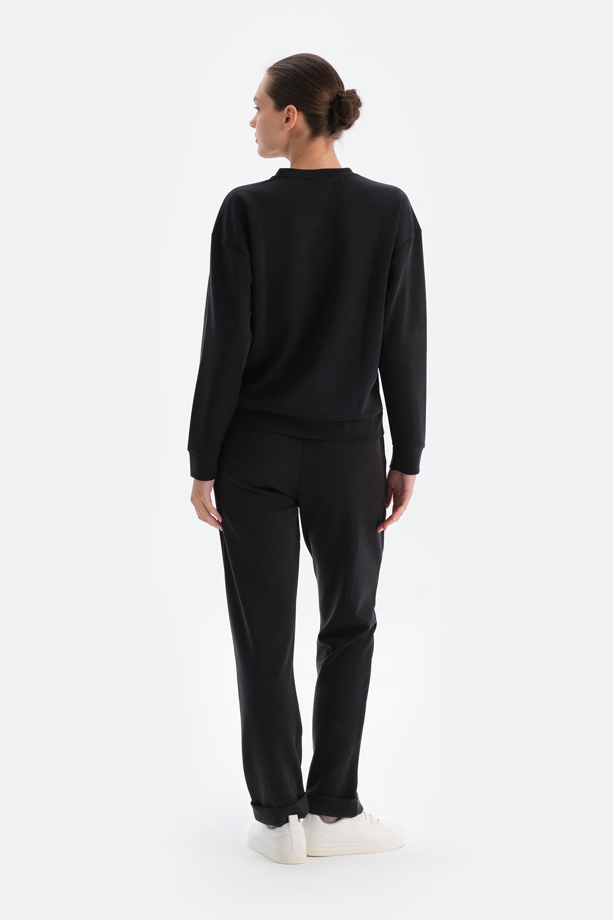 Black RIBBED MODAL TROUSERS