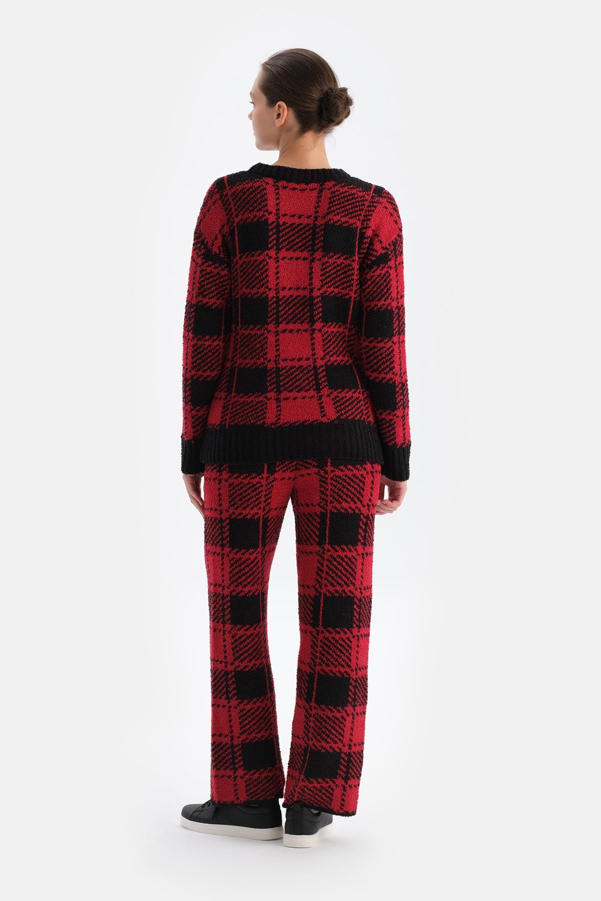 Red PLAID FLEECE TROUSERS