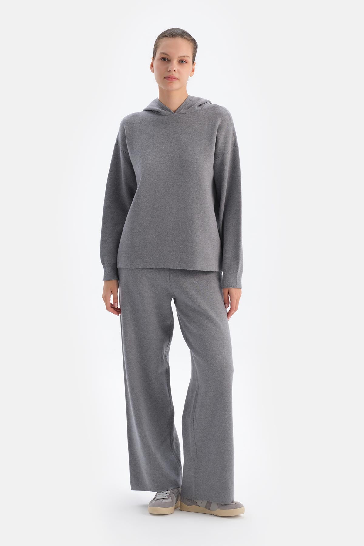 Gri Melanj Soft Tuşeli Pantolon