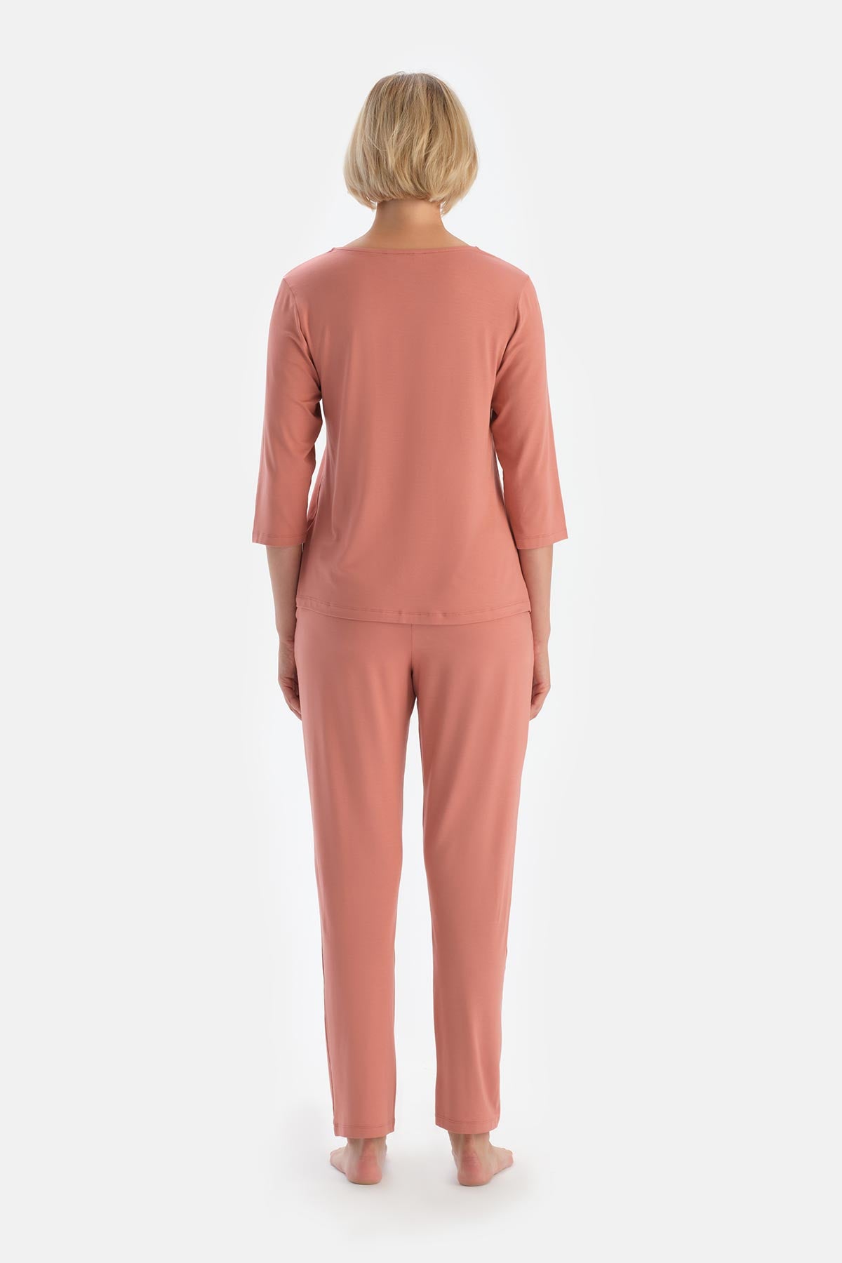 Dusty Rose LONG SLEEVE V-NECK T-SHIRT TROUSERS PAJAMA SET