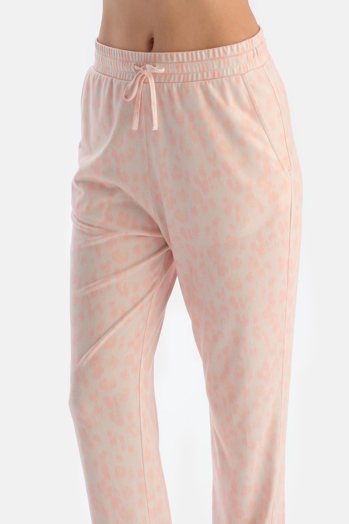 Light Salmon LEOPARD PRINT SHIRT AND TROUSERS PAJAMA SET