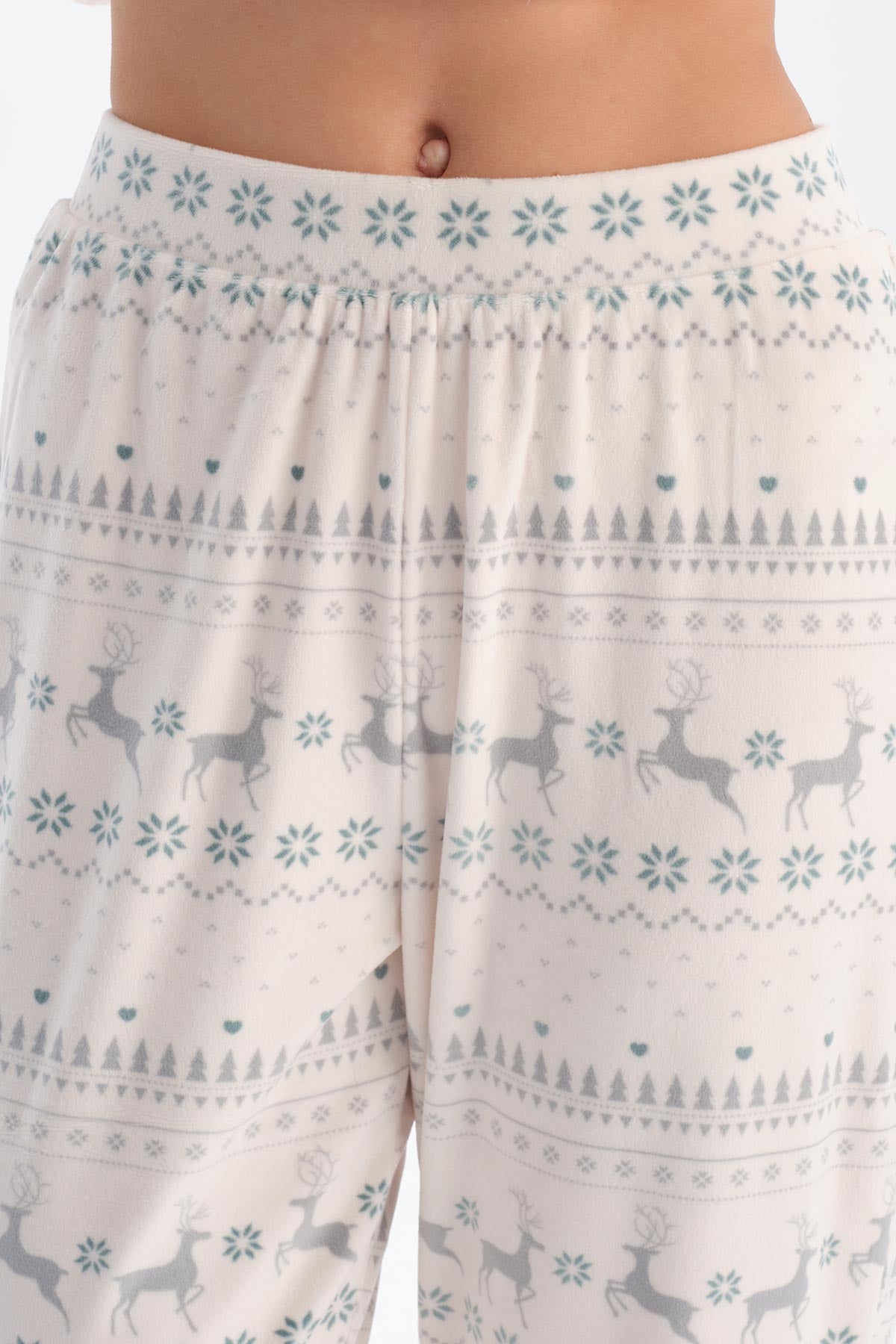 Soft Pink DEER PATTERNED PRINTED PAJAMA SET