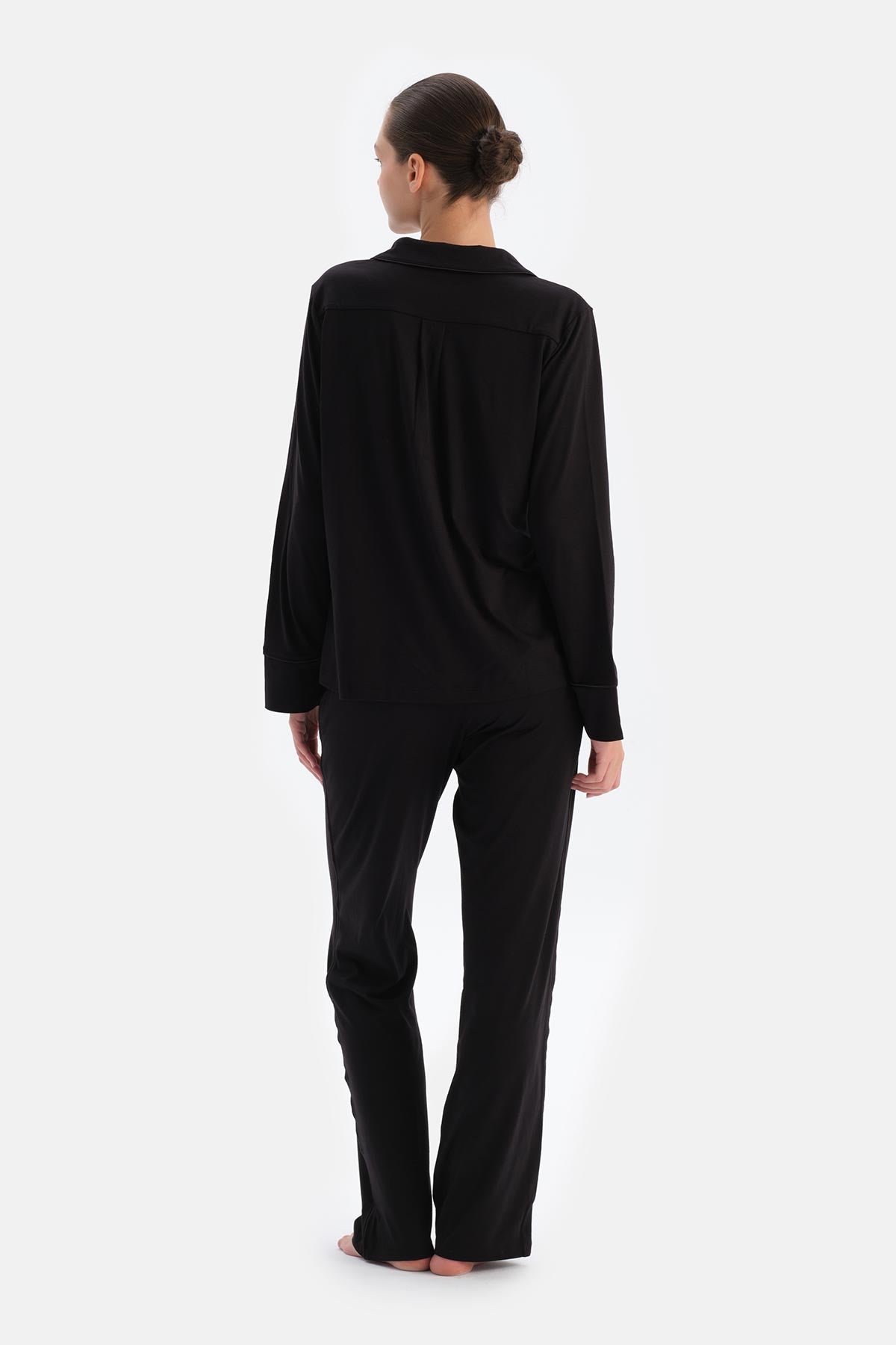 Black SHIRT AND TROUSERS PAJAMA SET