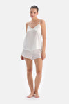 White LACE DETAILED SATIN BRIDE CAMISOLE SUIT