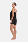 Black LACE DETAILED SATIN BRIDE CAMISOLE SUIT