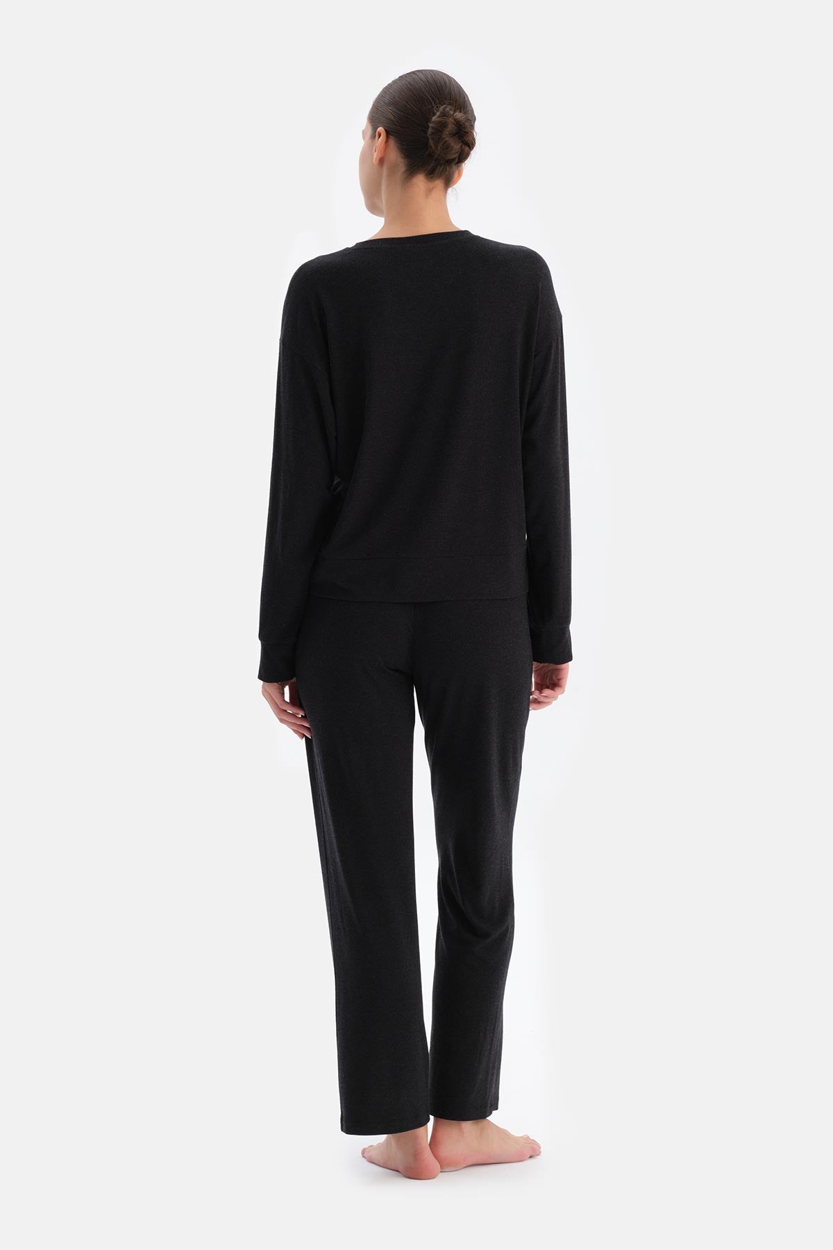 Antrasıt Uzun Kollu Soft Touch Pijama Takımı