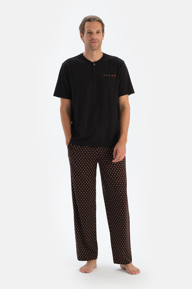 Navy SHORT SLEEVE T-SHIRT TROUSERS PAJAMA SET
