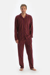Bordeaux STRIPED LONG SLEEVE SHIRT TROUSERS PAJAMA SET