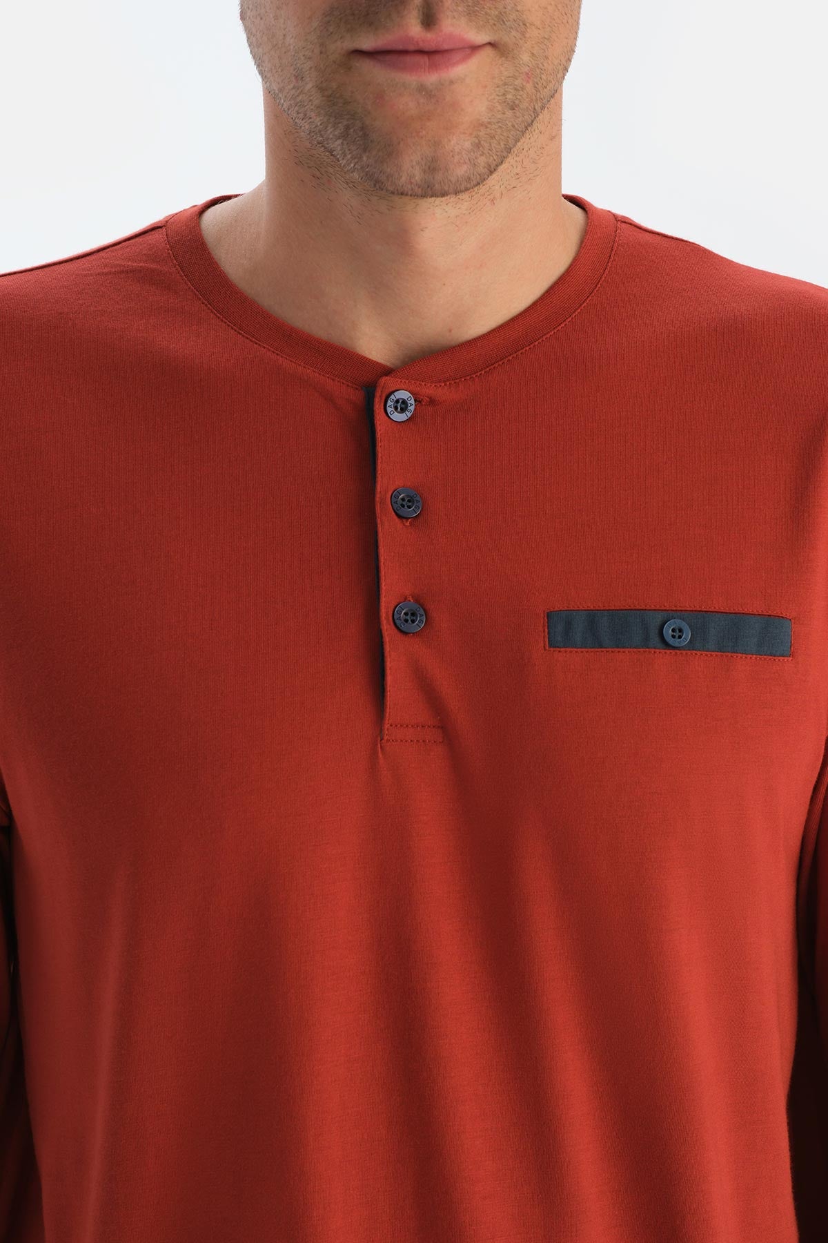 Red LONG SLEEVE COMBED MODAL T-SHIRT TROUSERS PAJAMA SET