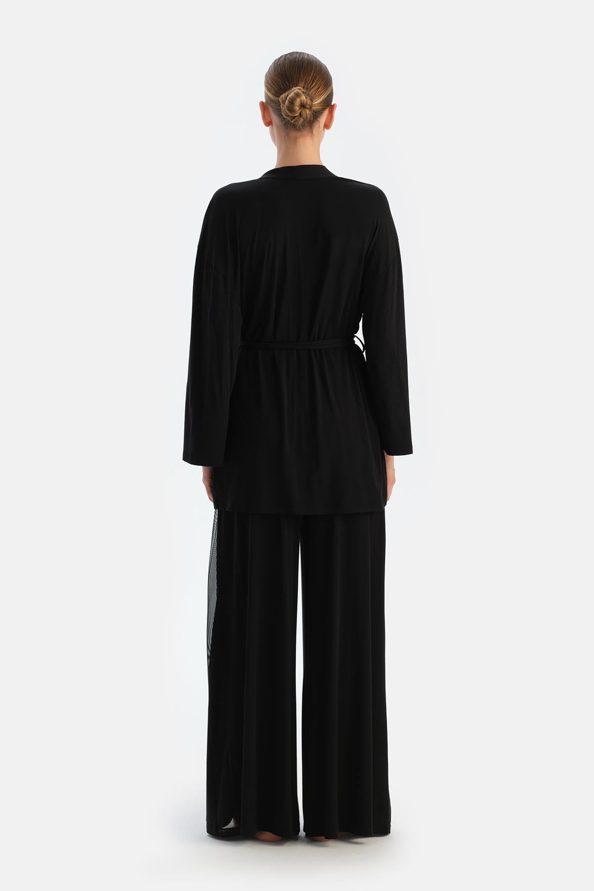 Black TULLE DETAILED BATHROBE