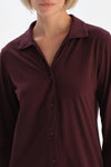 Bordeaux LACE DETAILED SHIRT COLLAR NIGHTIE