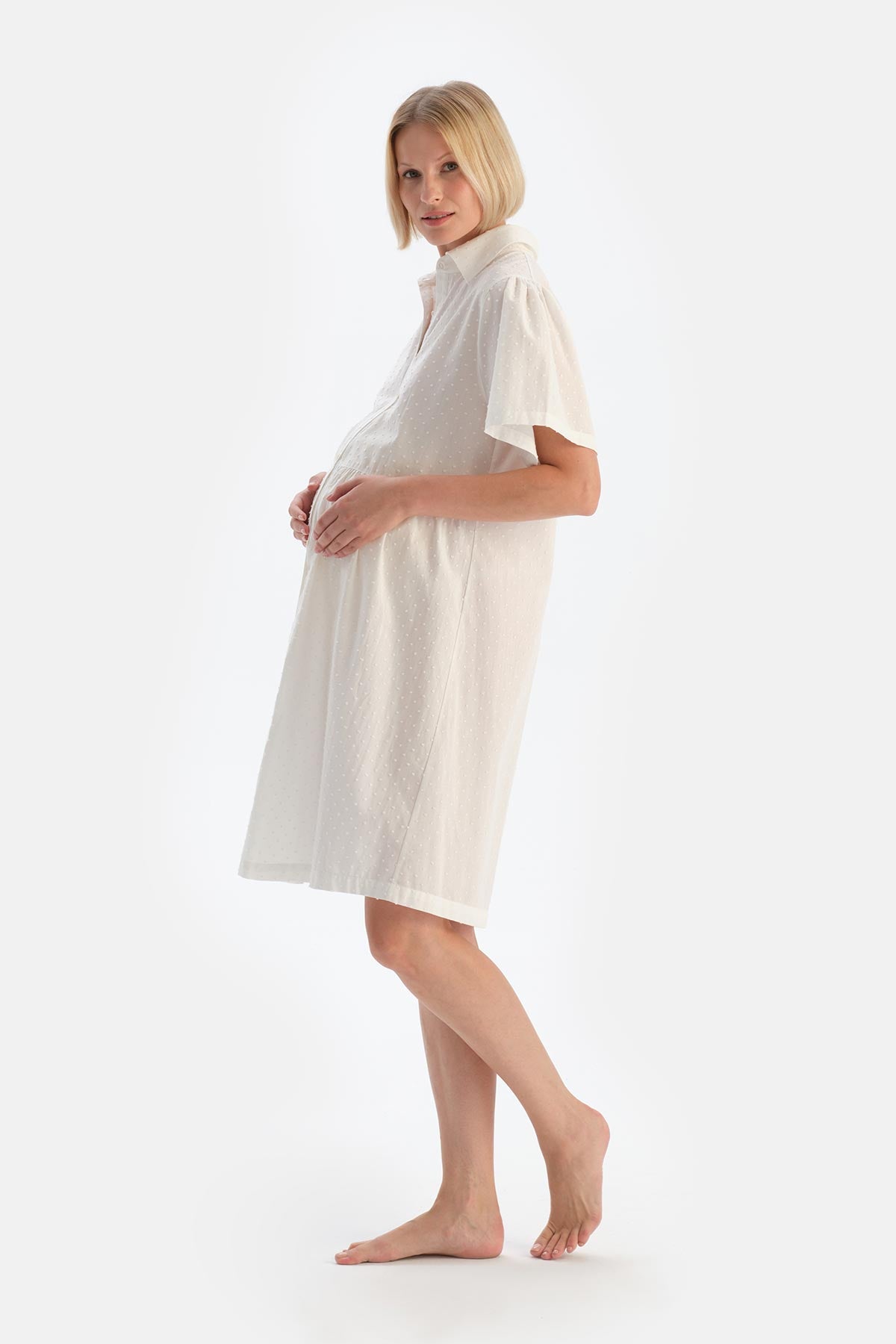 Beyaz Müslin Hamile Gecelik