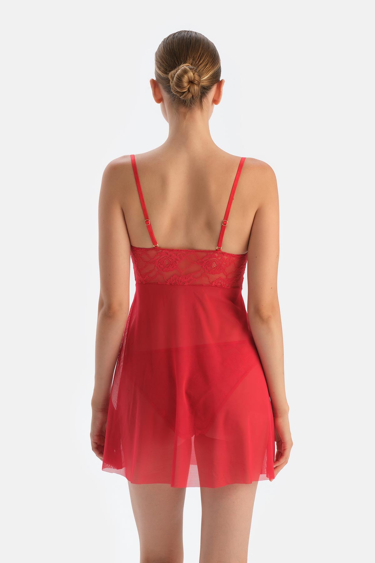 Red Lace and Tulle Nightgown