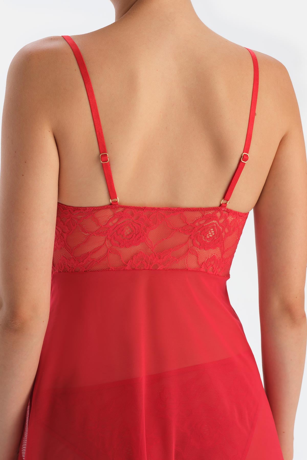 Red Lace and Tulle Nightgown