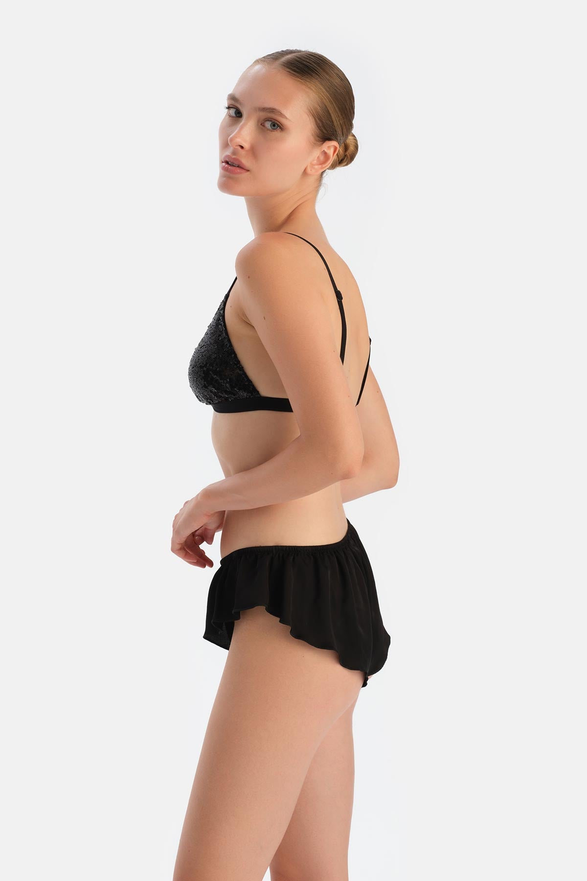 Black Sequined Triangle Bralette