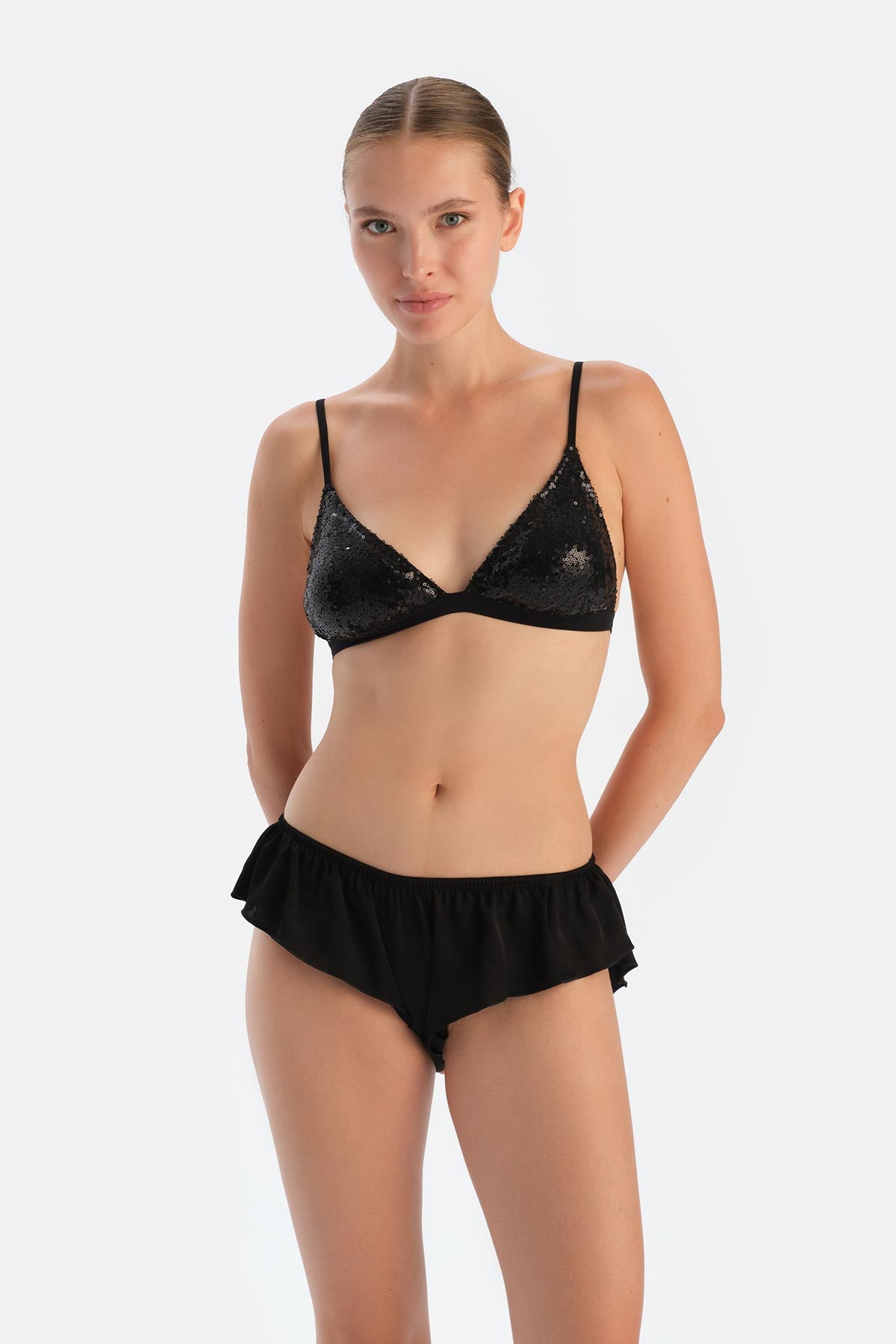 Black Sequined Triangle Bralette