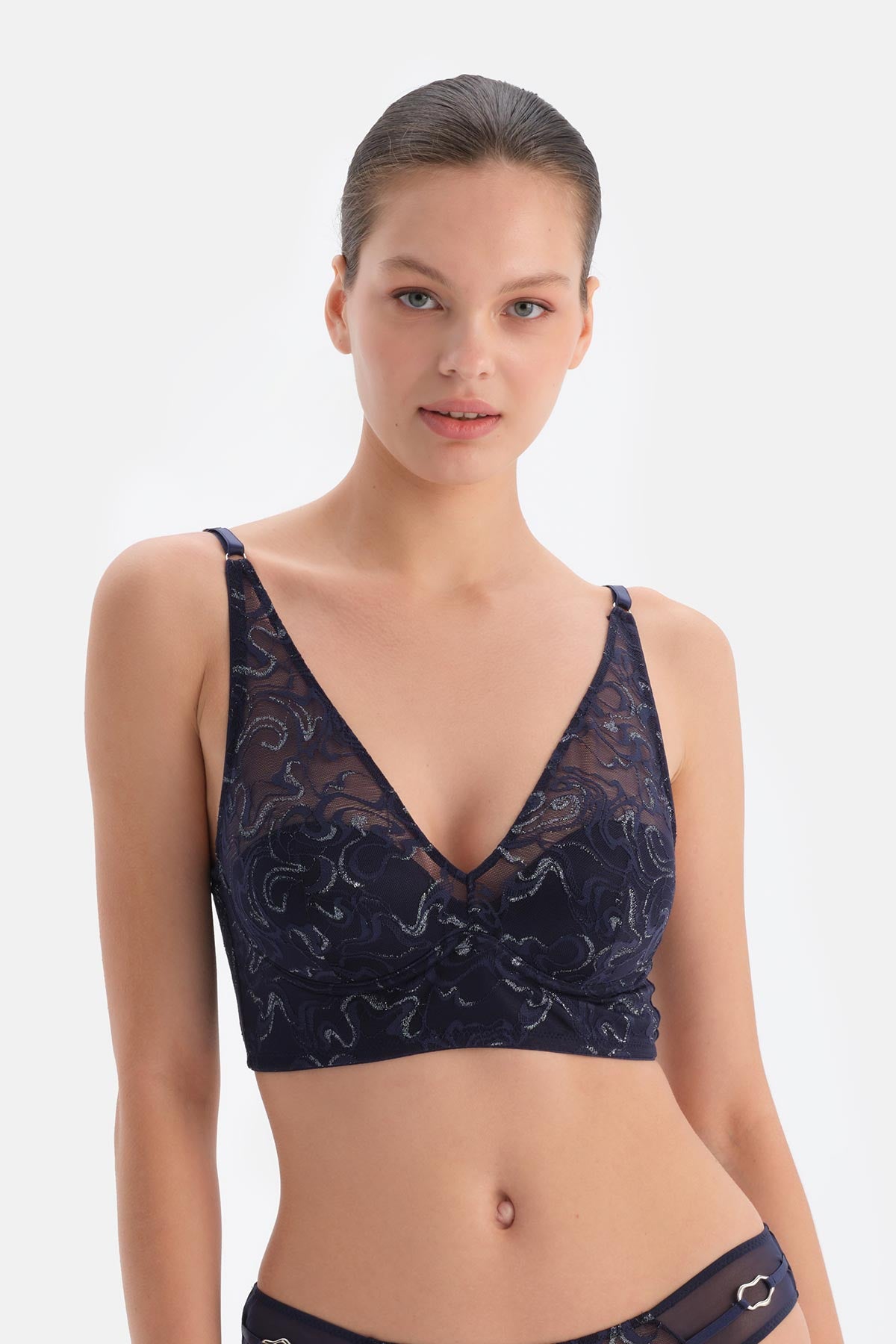 Navy Lacy Bustier with Accessory Detail