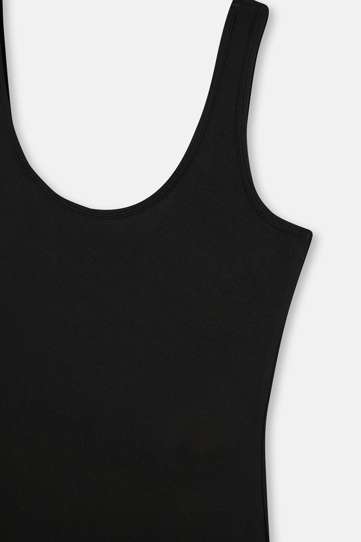 Black BASIC MODAL SQUARE COLLAR TANKTOP