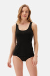 Black BASIC MODAL SQUARE COLLAR TANKTOP
