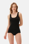 Black BASIC MODAL SQUARE COLLAR TANKTOP